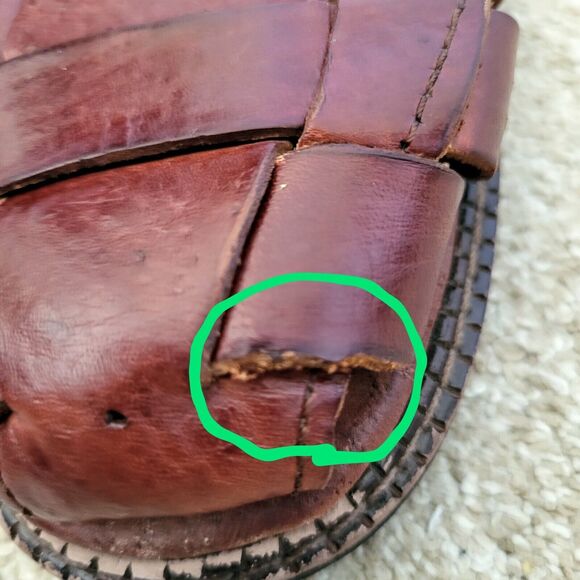 Roma NZ Mens Genuine Leather Sandals US10  UK8 Hollow Out Weave Buckle Casual - Picture 7 of 10